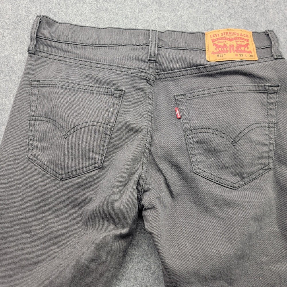 Levi Strauss 511 Jeans Gray Slim Straight Leg Mens 32x30 Stretch Denim - Picture 13 of 16